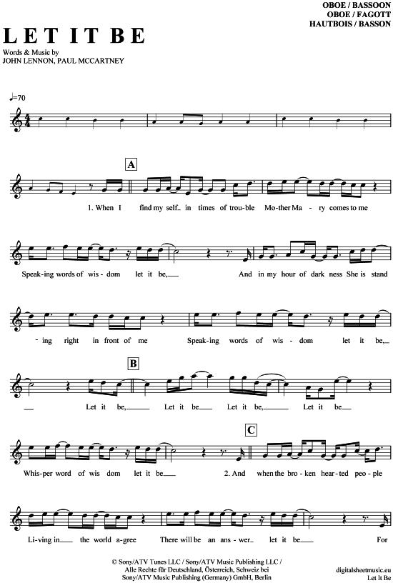 Let it be (Oboe  Fagott) (Oboe Fagott) von The Beatles