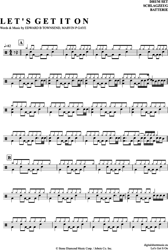 Let´S Get It On Drums PDF Noten von Marvin Gaye in 7150520