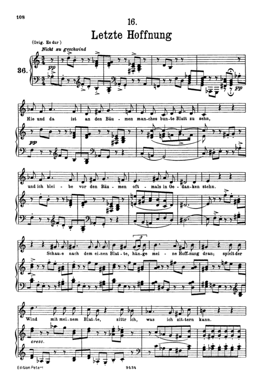 Letzte Hoffnung D.911-16 (Winterreise) (Gesang tief + Klavier) (Klavier  Gesang tief) von Franz Schubert