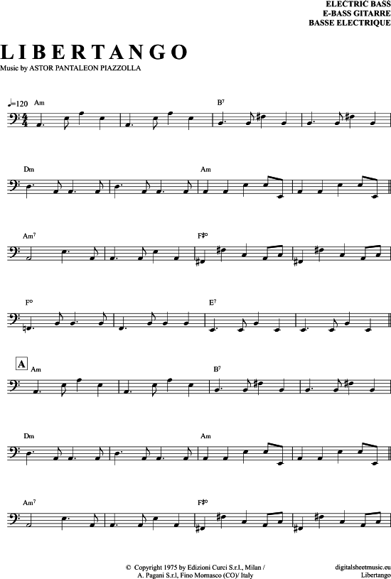 Libertango (E-Bass) (E Bass) von Astor Piazzolla