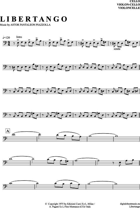 Libertango (Violon-Cello) (Violoncello) von Astor Piazzolla