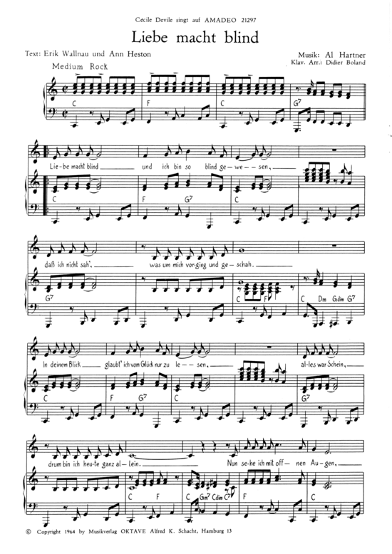Liebe Macht Blind (Klavier + Gesang) (Klavier Gesang  Gitarre) von 1964
