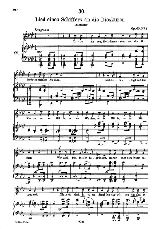 Lied eines Schiffers an die Dioskuren D.360 (Gesang hoch + Klavier) (Klavier  Gesang hoch) von Franz Schubert