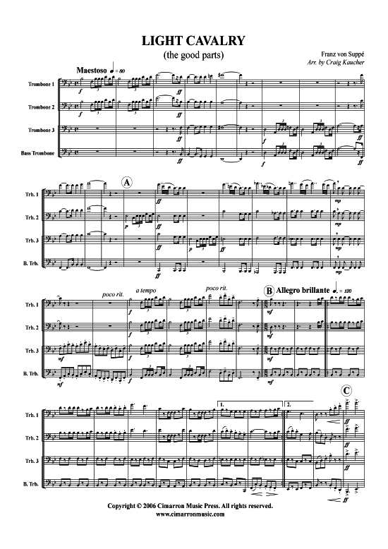 Light Cavalry Ouvert uuml re (Posaunen-Quartett) (Quartett (Posaune)) von Franz von Suppe