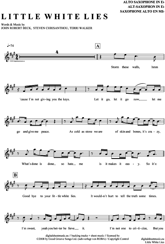 Little white lies (Alt-Sax) (Alt Saxophon) von Jenniffer Kae