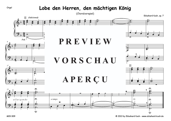 Lobe den Herren den m chtigen K nig (Orgel Solo) (Orgel Solo) von Ekkehard Koch
