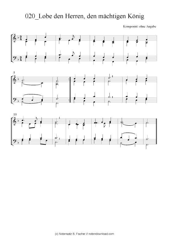 Lobe den Herren den m chtigen K nig (Quartett in C) (Quartett (4 St.)) von 
