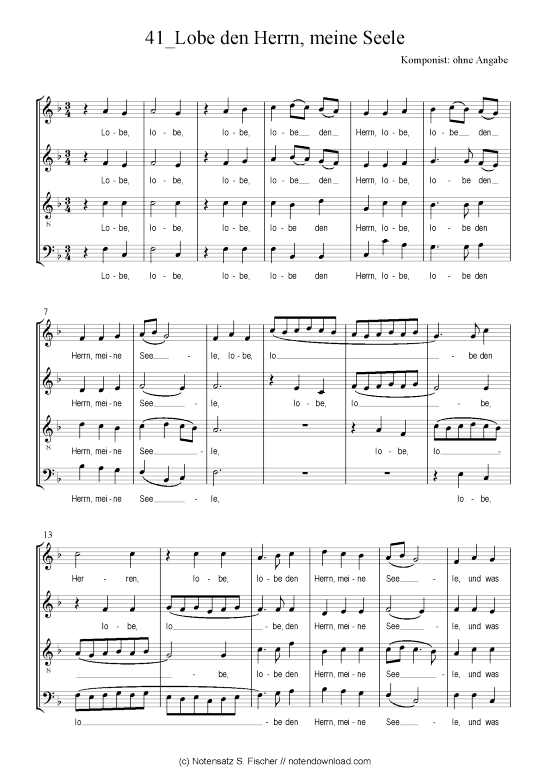 Lobe den Herrn meine Seele (Gemischter Chor) (Gemischter Chor) von Weihnachtsmotette ber Ps. 103 1