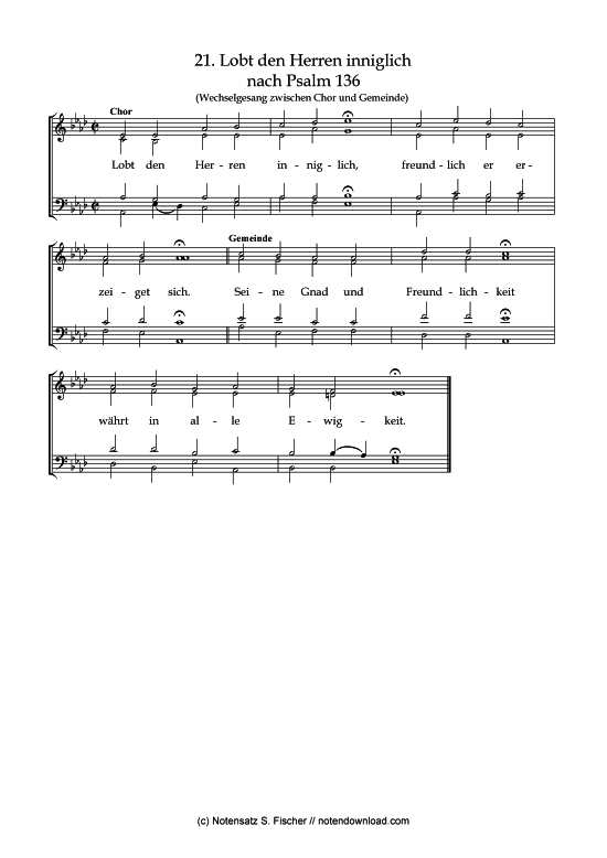 Lobt den Herren inniglich (Gemischter Chor) (Gemischter Chor) von Psalme des Kantons Schaffhausen (1867)