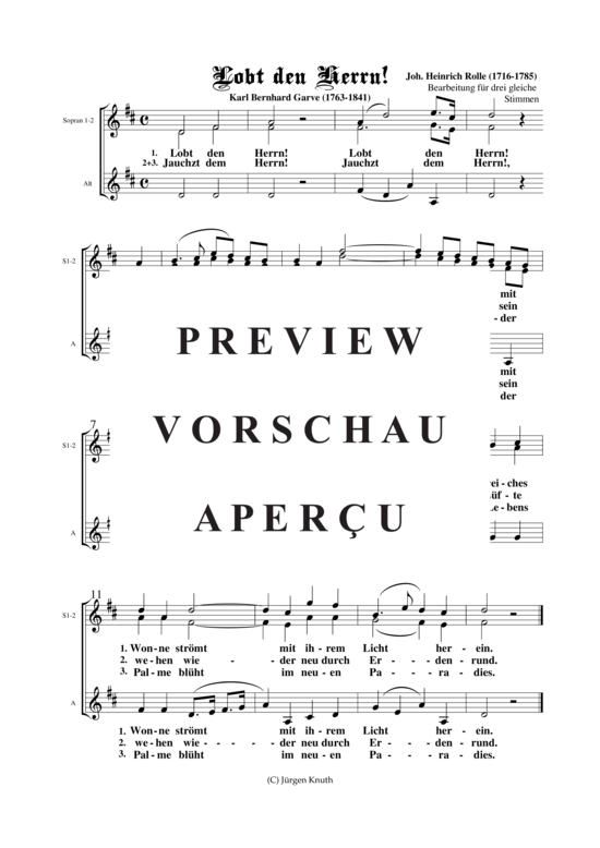 Lobt den Herrn (Frauenchor SSA) (Frauenchor) von Johann-Heinrich Rolle (1716-1785)