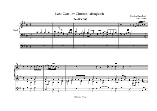 Lobt Gott ihr Christen allzugleich BuxWV 202 (Orgel Solo) (Orgel Solo) von Dietrich Buxtehude 1637-1707