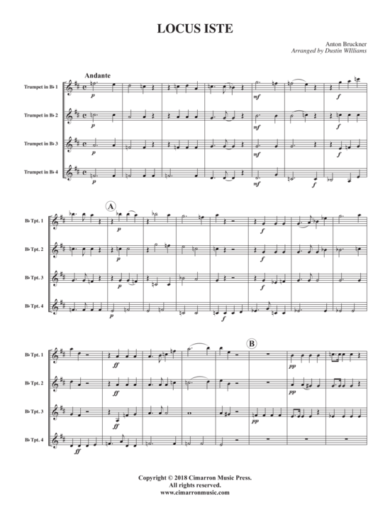 Locus Iste (Trompeten Quartett) (Quartett (Trompete)) von Anton Bruckner