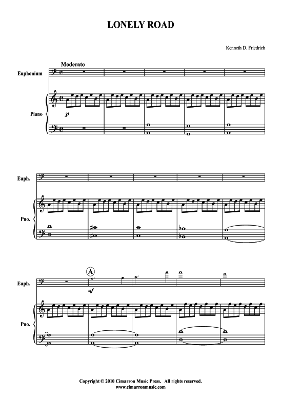 Lonely Road (Bariton Pos + Klavier) (Klavier  Bariton (Posaune)) von Kenneth Friedrich