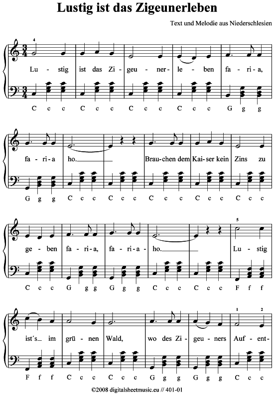 Lustig Ist Das Zigeunerleben Lied Lustig ist das Zigeunerleben Akkordeon - PDF Noten von Traditional in - 401-01