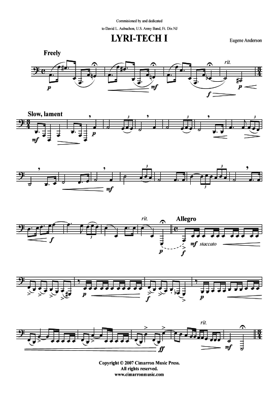 Lyri-Tech I (Tuba solo) (Tuba (Solo)) von Eugene Anderson