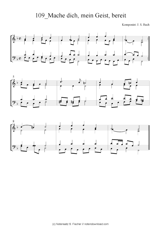 Mache dich mein Geist bereit (Quartett in C) (Quartett (4 St.)) von J. S. Bach