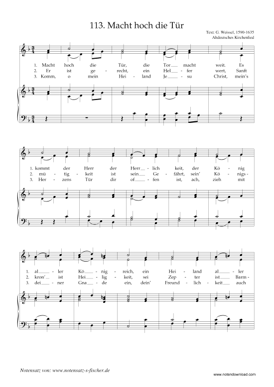 Macht hoch die T r (Klavier + Gesang) (Klavier  Gesang) von Weihnachtslied aus Deutschland