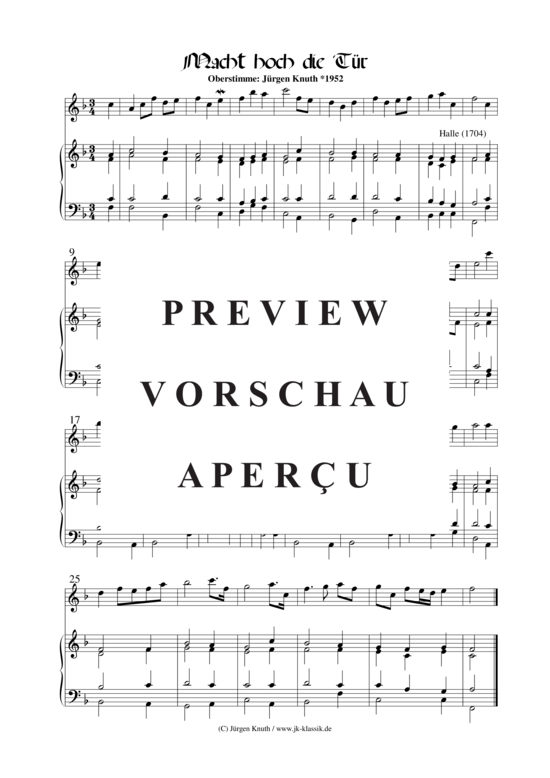 Macht hoch die T r (Klavier + Melodieinstrument in C) (Klavier  Melodieinstr.) von Choral geistlich Satz J rgen Knuth