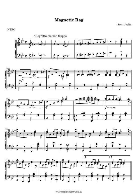 Magnetic Rag (Klavier solo) (Klavier Solo) von Scott Joplin (1868-1917)