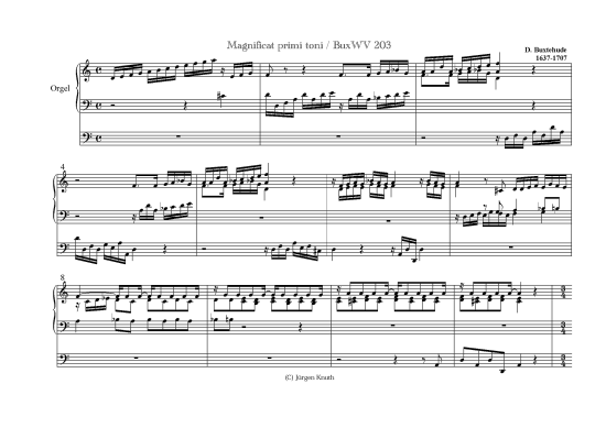 Magnificat primi toni  BuxWV 203 (Orgel Solo) (Orgel Solo) von Dietrich Buxtehude 1637-1707