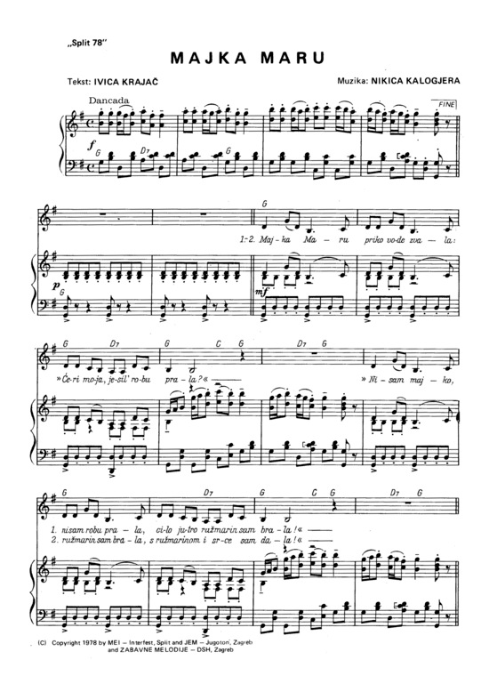 Majka Maru (Klavier + Gesang) (Klavier  Gesang) von Nikica Kalogjera