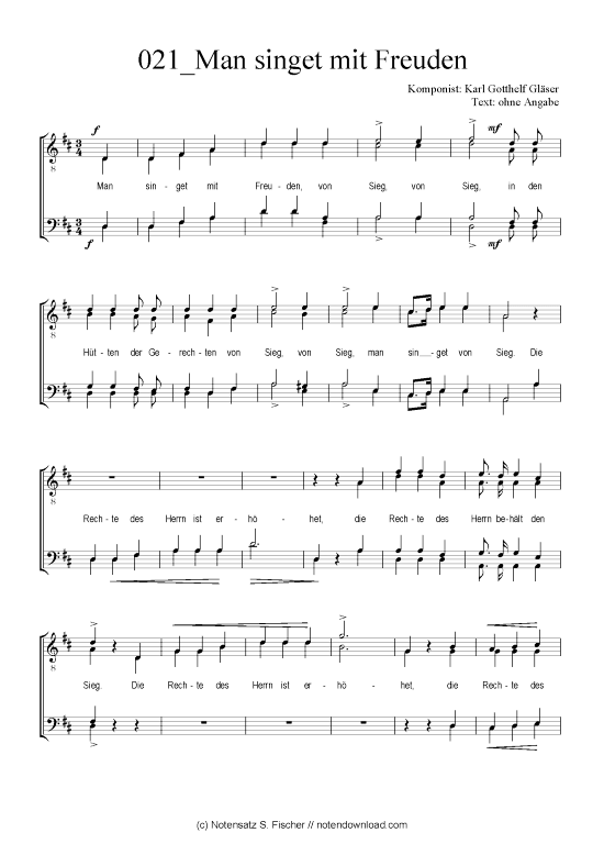 Man singet mit Freuden (M nnerchor) (M nnerchor) von Karl Gotthelf Gl ser 
