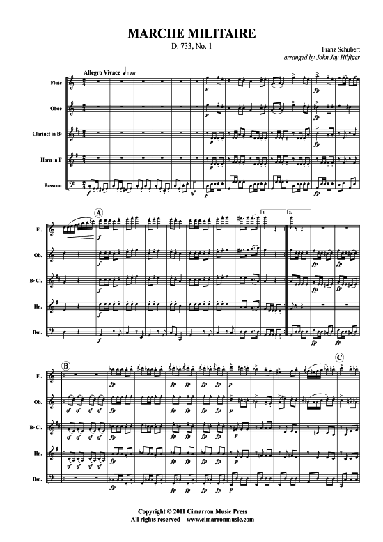 March Militaire (Holzbl auml ser-Quintett) (Quintett (Holzbl ser)) von Franz Schubert (D. 733 Nr. 1)