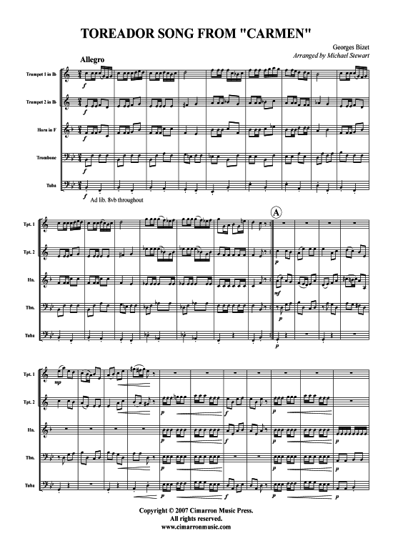 Marsch aus Carmen (Blechbl auml serquintett) (Quintett (Blech Brass)) von Georges Bizet