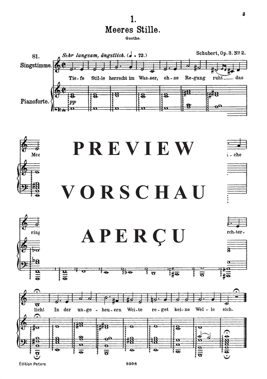 Meeres Stille D.216 (Gesang hoch + Klavier) (Klavier  Gesang hoch) von Franz Schubert