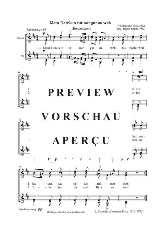 Mein Herzlein tut mir gar so weh (Herzensweh) (Frauenchor) (Frauenchor) von unbekannt  Satz J rgen Knuth 1952-