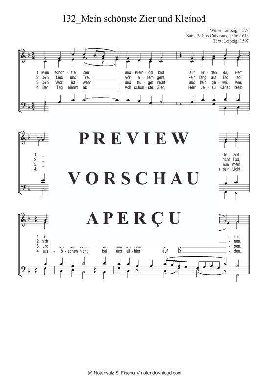 Mein sch ouml nste Zier und Kleinod (Gemischter Chor) (Gemischter Chor) von Chorsatz Alte Meister
