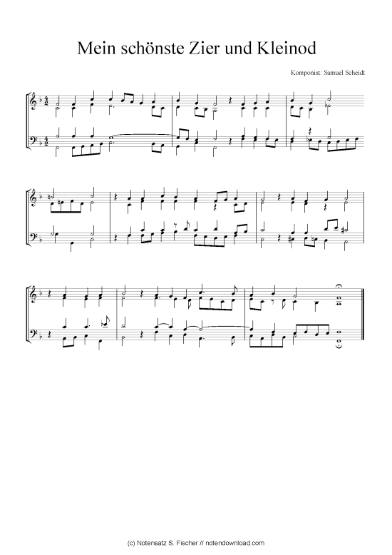 Mein sch nste Zier und Kleinod (Quartett in C) (Quartett (4 St.)) von Samuel Scheidt
