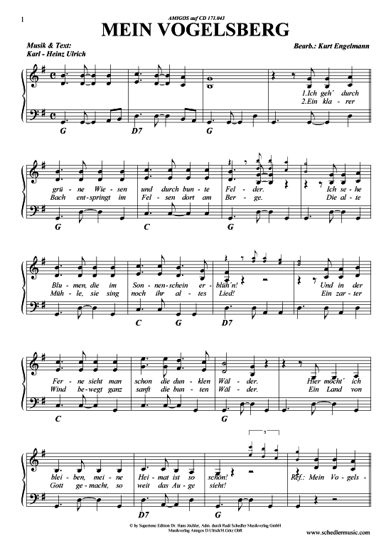 Mein Vogelsberg (Klavier + Gesang) (Klavier Gesang  Gitarre) von Amigos