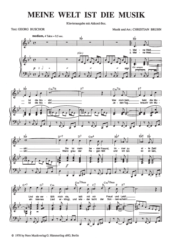 Meine Welt ist die Musik (Klavier + Gesang) (Klavier Gesang  Gitarre) von Mireille Mathieu
