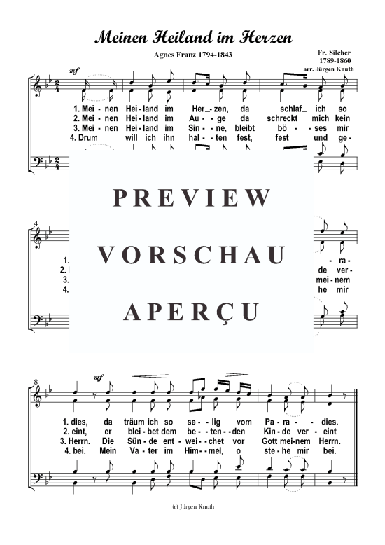 Meinen Heiland im Herzen (Gemischter Chor) (Gemischter Chor) von Fr. Silcher 1789-1860 arr. J rgen Knuth