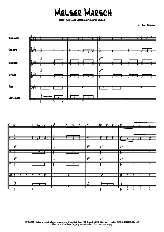 Melser Marsch (Combo + 2 Horns) (Combo Band (mit 2 Bl ser)) von Hofbr auml uhaus-Band
