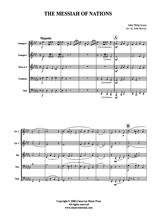 Messiah of Nations (Blechbl auml serquintett) (Quintett (Blech Brass)) von John Phillip Sousa