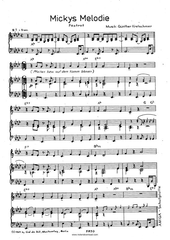 Mickys Melodie - PDF Noten von Orchester Günther Kretschmer in - 2040110