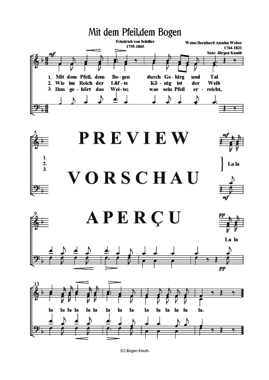 Mit dem Pfeil dem Bogen (Gemischter Chor) (Gemischter Chor) von Bernhard Anselm Weber Satz J rgen Knuth
