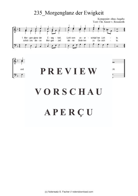 Morgenglanz der Ewigkeit (Gemischter Chor SAB) (Gemischter Chor (SAB)) von ohne Angabe  Chr. Knorr v. Rosenroth