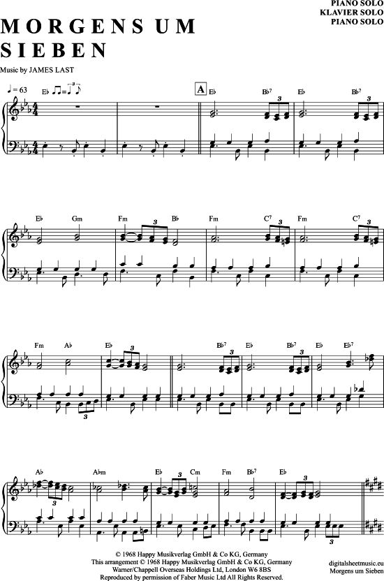 Morgens um sieben (Klavier Solo) (Klavier Solo) von James Last