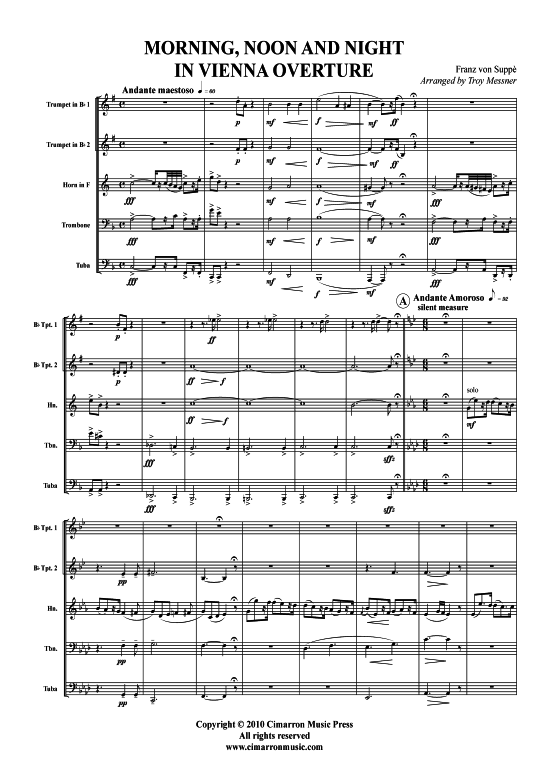Morning Noon and Night in Vienna Overture (Blechbl auml serquintett) (Quintett (Blech Brass)) von Franz von Suppe