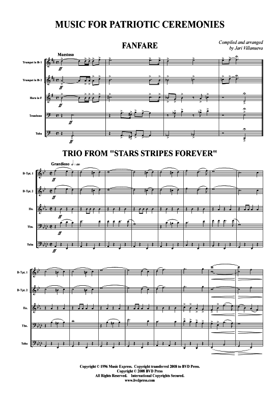 Music for Patriotic Ceremonies (Blechbl serquintett) (Quintett (Blech Brass)) von Verschiedene Verfasser (arr. Gale)
