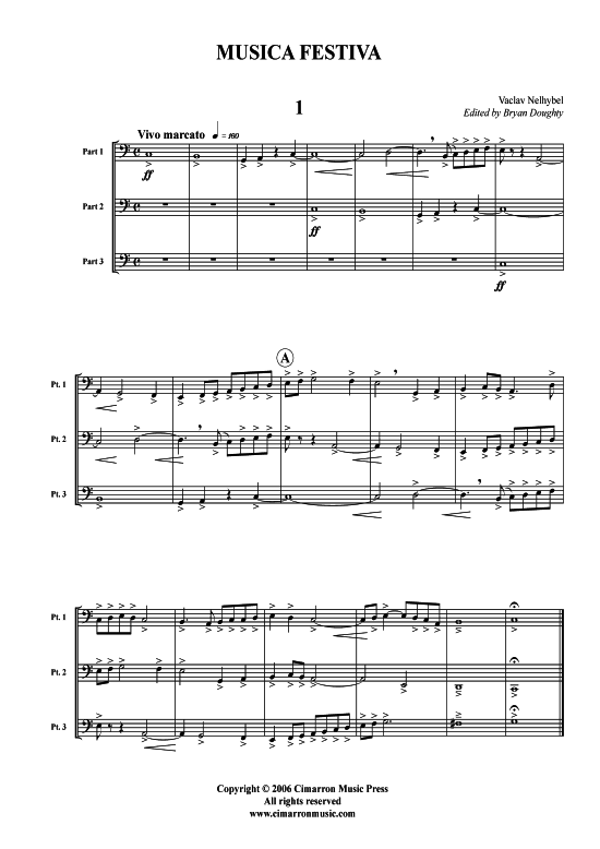 Musica Festiva (Posaunen Trio) (Trio (Posaune)) von Vaclav Nelhybel