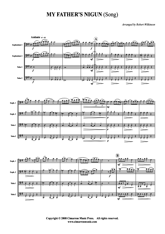 My Fathers Nigun Song (Tuba Quartett 2x Bariton 2xTuba) (Quartett (Tuba)) von Traditional