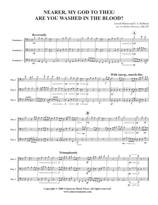 N auml her mein Gott zu dir (Posaunen Trio) (Trio (Posaune)) von Lowell Mason