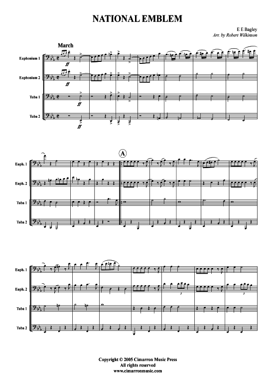 National Emblem (Tuba Quartett 2x Bariton 2xTuba) (Quartett (Tuba)) von E. E. Bagley