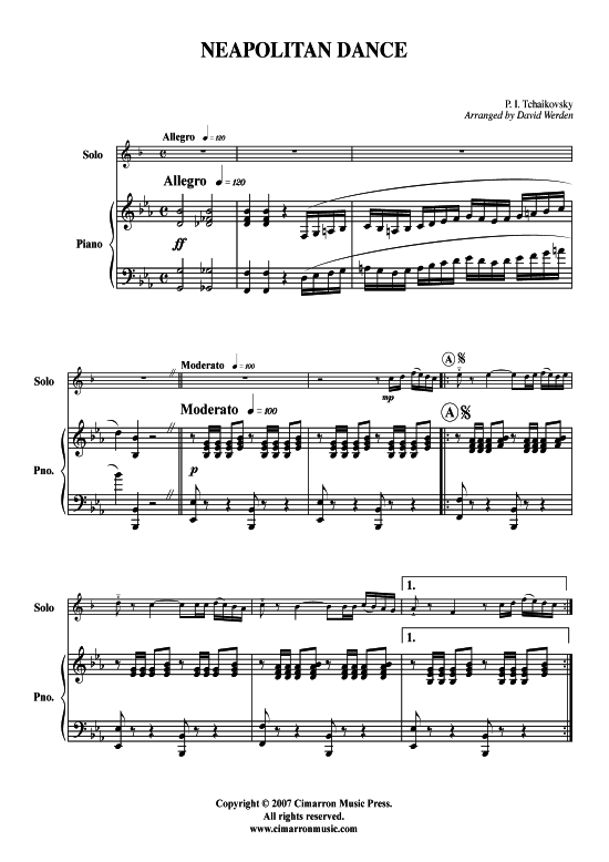 Neapolitan Dance (Bariton Pos + Klavier) (Klavier  Bariton (Posaune)) von Peter Tschaikowski