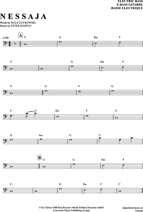 Nessaja (E-Bass) (E Bass) von Peter Maffay