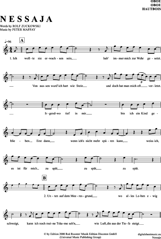 Nessaja (Oboe) (Oboe Fagott) von Peter Maffay